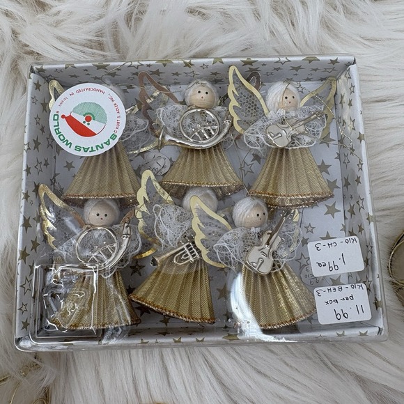 Vtg Lot Capitz Angel Ornaments Christmas Lightweight Music Horn Tambourine - Picture 6 of 9